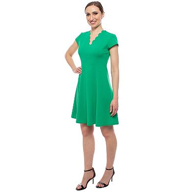 Women's Isaac Mizrahi Scallop V-Neck Fit & Flare Dress