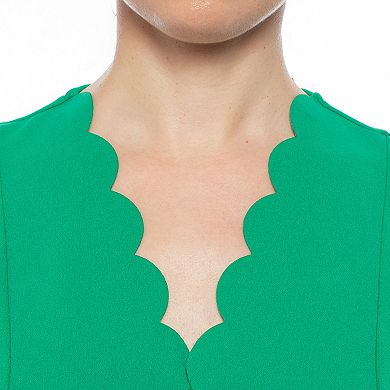 Women's Isaac Mizrahi Scallop V-Neck Fit & Flare Dress