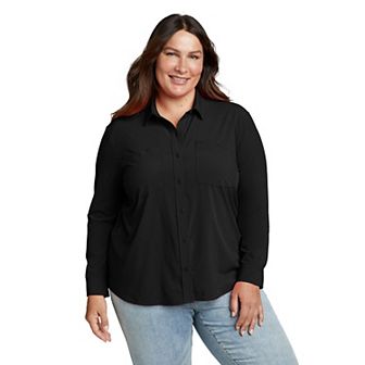 Plus Size Eddie Bauer Departure 3.0 Long Sleeve Collared Button Down Shirt