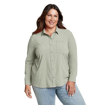 Plus Size Eddie Bauer Departure 3.0 Long Sleeve Collared Button Down Shirt