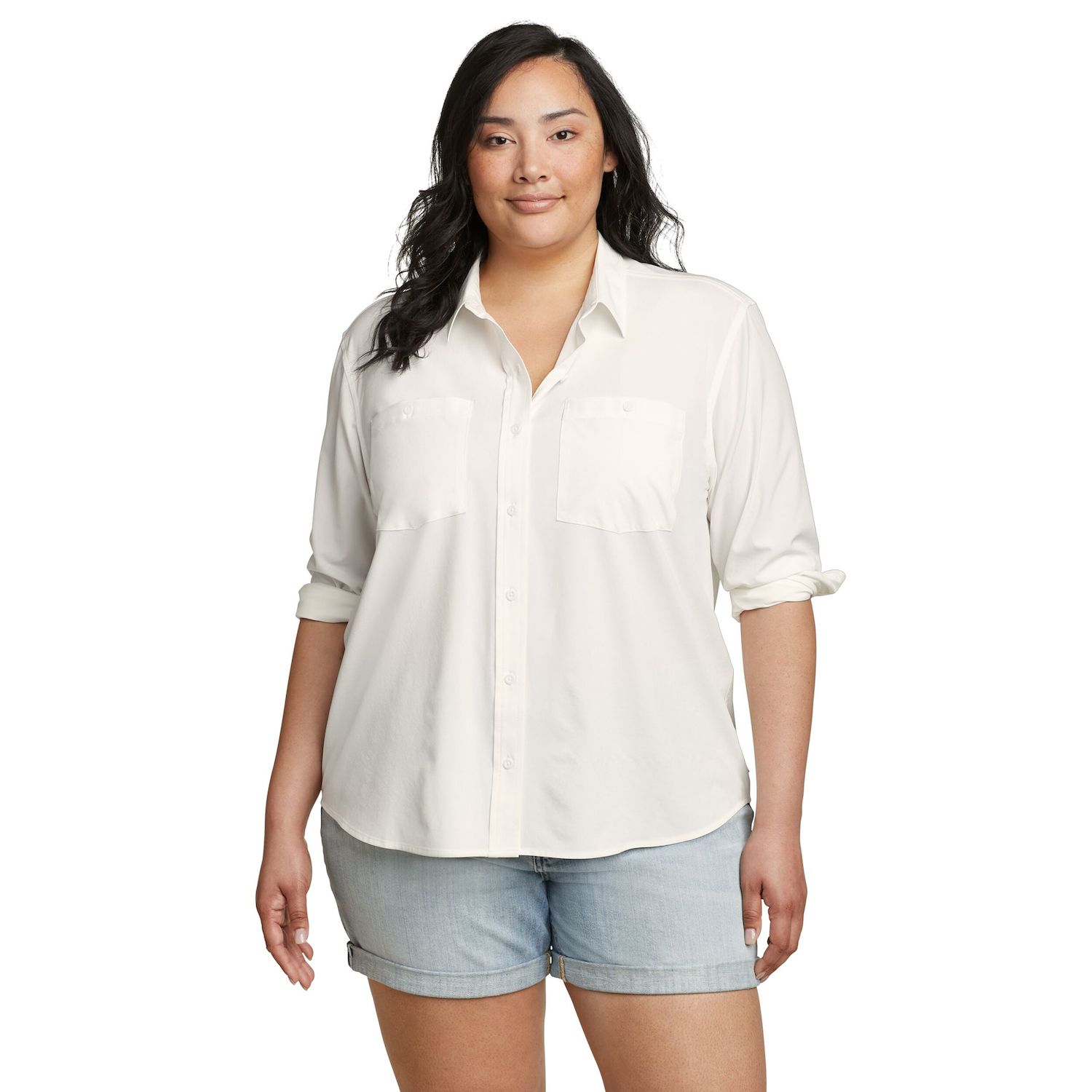 thumbnail image 2 of Eddie Bauer Women's Moisture Wicking UPF 50+ Departure Top Bottom Down... 2 of 12