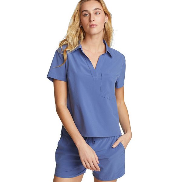 Eddie Bauer Maglietta Donna Departure A Maniche Corte Con Tasca – Blu Brillante, Taglia L