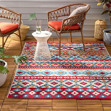 Town & Country Everyday Dahlia Southwestern Stripe Indoor Outdoor Area Rug