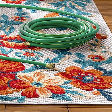 Town and Country Everyday Hibiscus Bloom Modern Floral Indoor Outdoor Area Rug