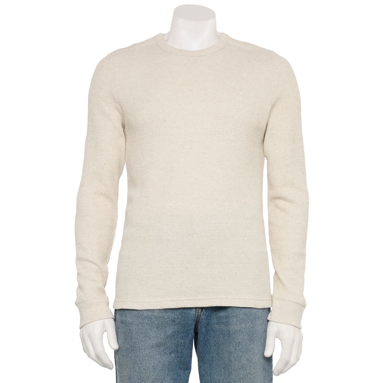 Men's Sonoma Goods For Life® Adaptive Long Sleeve Crewneck Tee - Ivory Heather (XL)
