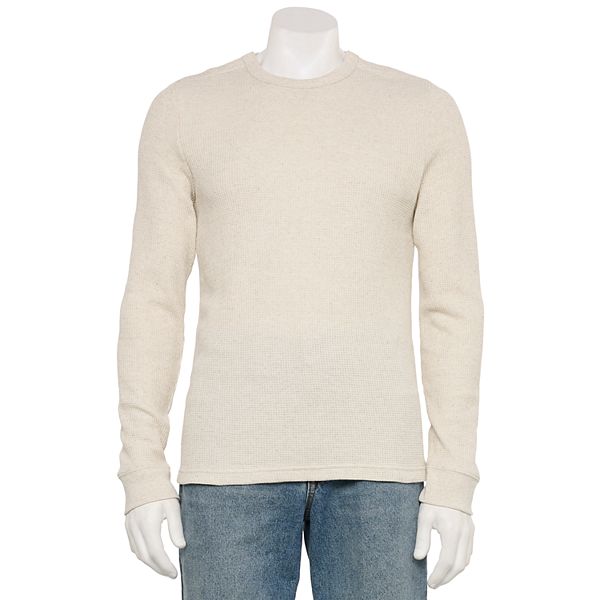 Men's Sonoma Goods For Life® Adaptive Long Sleeve Crewneck Tee - Ivory Heather (XL)
