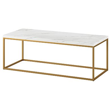 Finley & Sloane Artur Rectangular Coffee Table with Faux Marble Top
