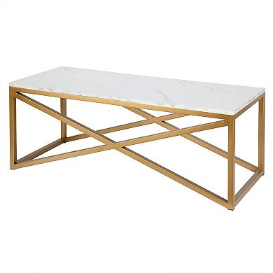 Finley & Sloane Calix Rectangular Coffee Table with Faux Marble Top