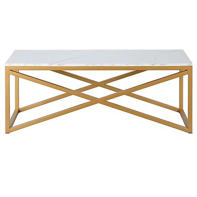 Finley & Sloane Calix Rectangular Coffee Table with Faux Marble Top