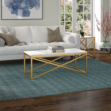 Finley & Sloane Calix Rectangular Coffee Table with Faux Marble Top