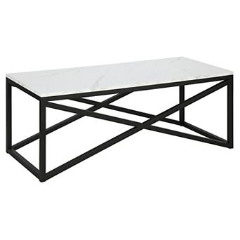 Finley & Sloane Calix Rectangular Coffee Table with Faux Marble Top