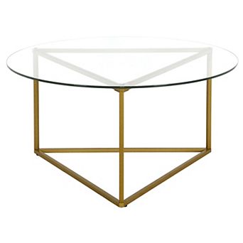 Finley & Sloane Jenson Glass Top Round Coffee Table