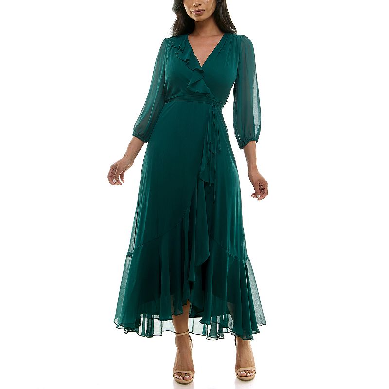 Women's Maison Tara Ruffle Trim Faux-Wrap Maxi