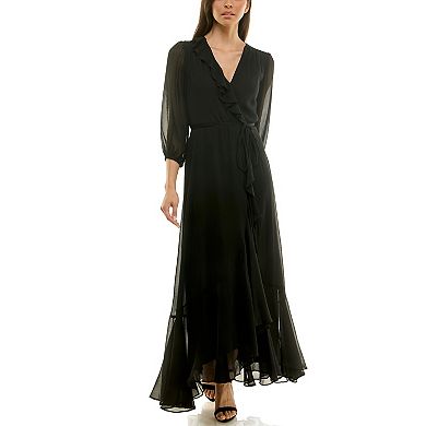 Women's Maison Tara Ruffle Trim Faux-Wrap Maxi