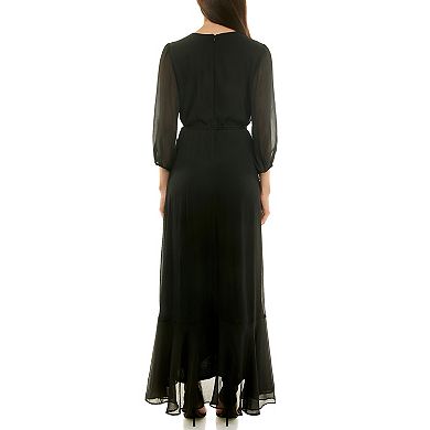 Women's Maison Tara Ruffle Trim Faux-Wrap Maxi