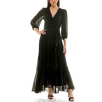 Women's Maison Tara Ruffle Trim Faux-Wrap Maxi