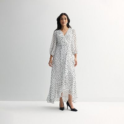 black white wrap dress Black/White / XXS / R125PO1658 Scribble Dot Print Stretch Plisse Wrap Dress