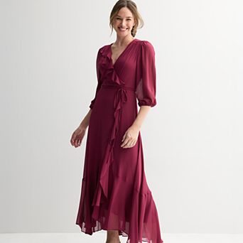 Women's Maison Tara Ruffle Trim Faux-Wrap Maxi