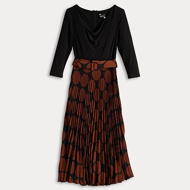 Women's Maison Tara Jersey Drape Front Belted Pleated Dress