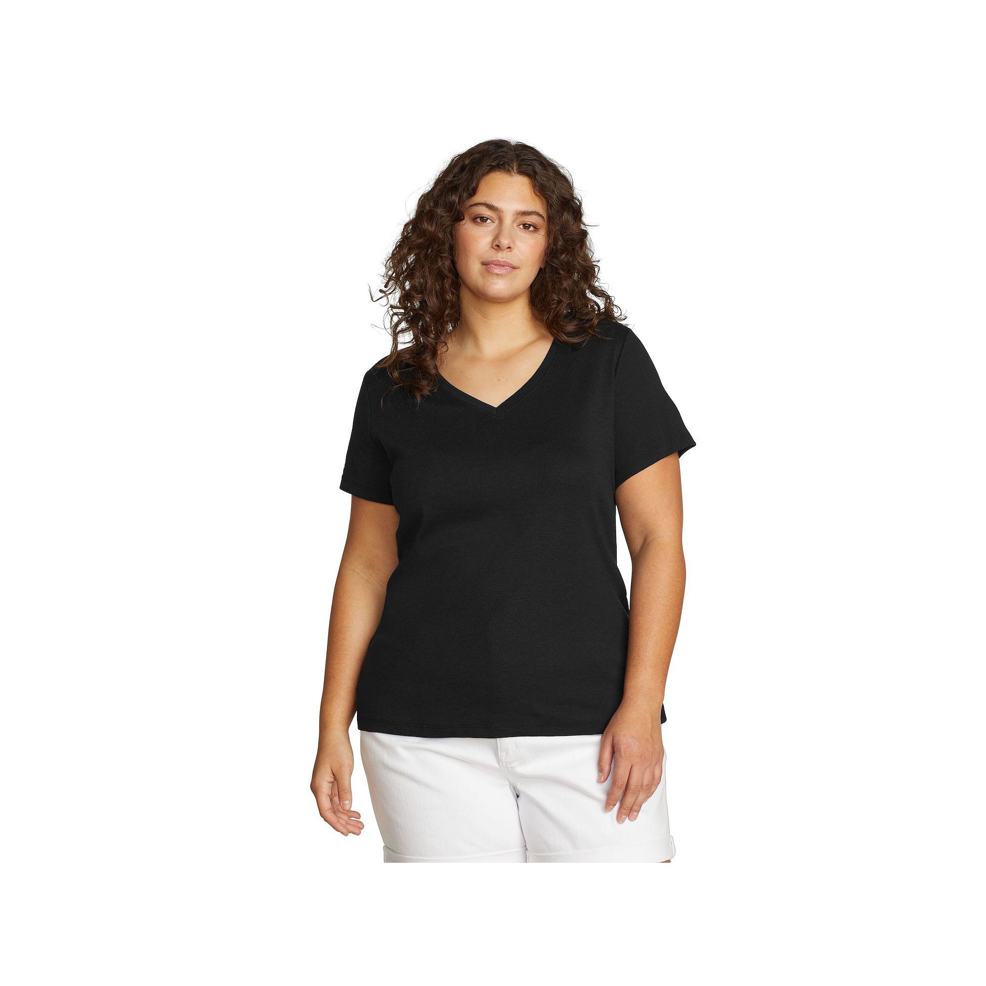Plus Size Eddie Bauer Short Sleeve Favorite V-Neck Tee, Womens, Size: 1XL,