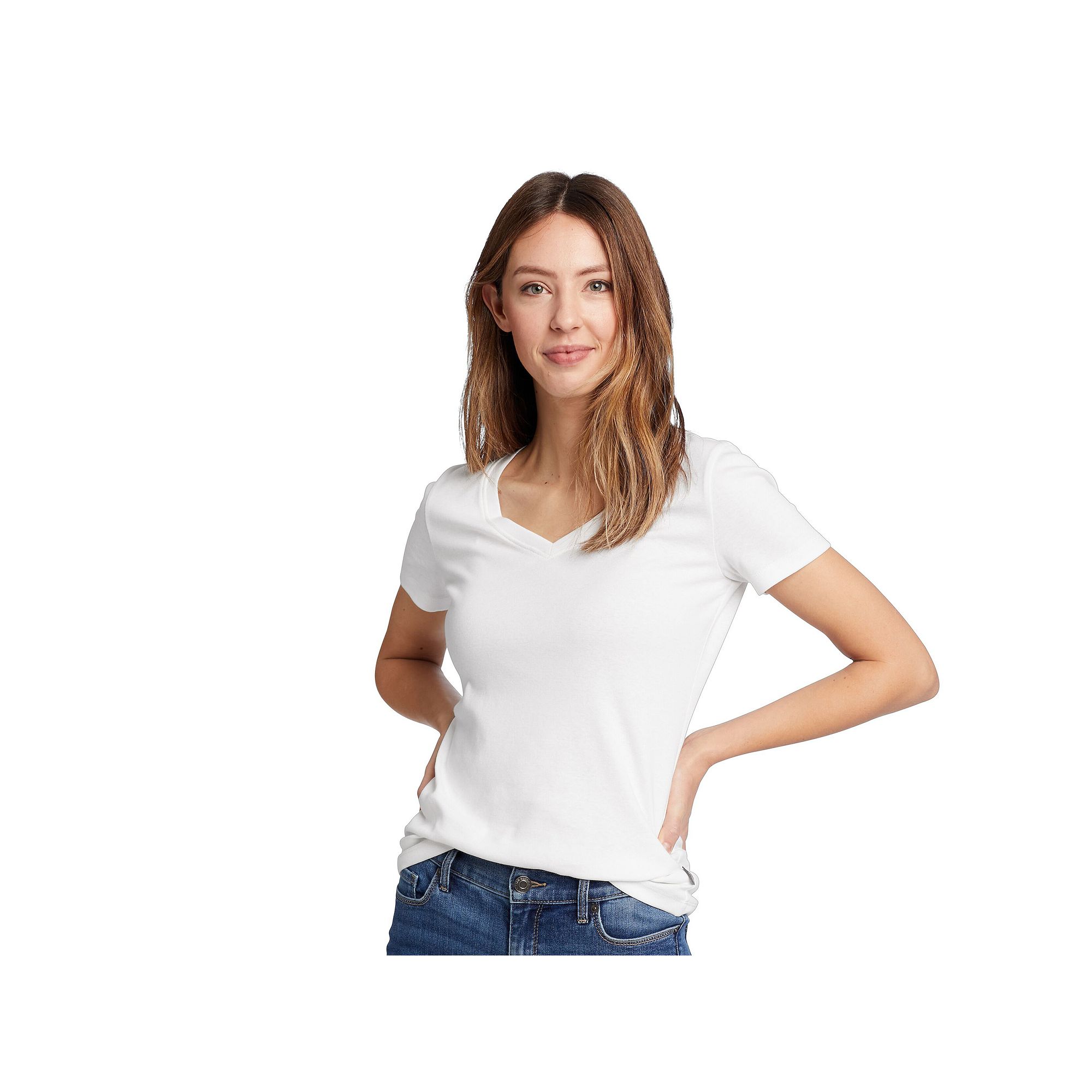 Plus Size Eddie Bauer Short Sleeve Favorite V-Neck Tee, Womens, Size: 1XL,