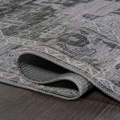 Alanya Ornate Medallion Machine-washable Runner Rug