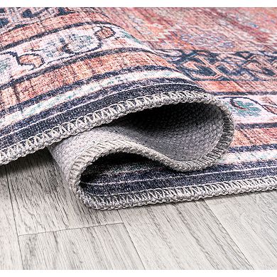 Alanya Ornate Medallion Machine-washable Runner Rug