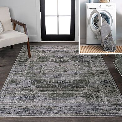 Alanya Ornate Medallion Machine-washable Runner Rug