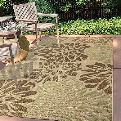 Zinnia Modern Floral Textured Weave Indoor/Outdoor Area Rug
