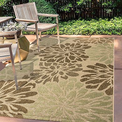 Zinnia Modern Floral Textured Weave Indoor/outdoor Area Rug