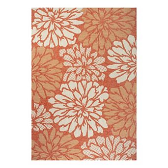 Zinnia Modern Floral Textured Weave Indoor/outdoor Area Rug