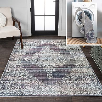 Regis Bohemian Medallion Machine-washable Area Rug
