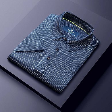 Tom Baine Men's Performance Geometric Print Four-way Stretch Golf Polo