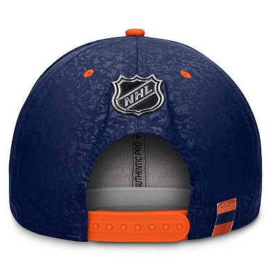 Men's Fanatics Branded Navy/Orange Edmonton Oilers Authentic Pro Alternate Jersey Snapback Hat
