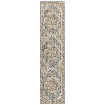 Edith Distressed Medallion Low-pile Machine-washable Area Rug