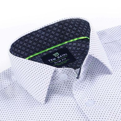 Tom Baine Slim Fit Performance Long Sleeve Geometric Button Down
