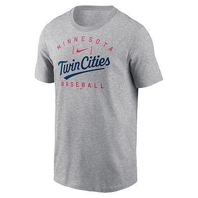 Men's Nike Heather Gray Minnesota Twins Home Team Athletic Arch T-Shirt