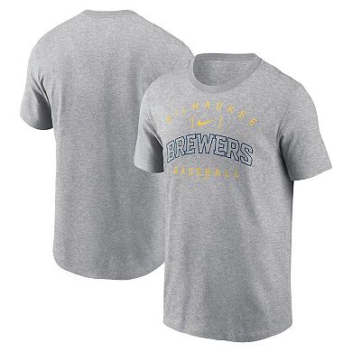 Men's Nike Heather Gray Milwaukee Brewers Home Team Athletic Arch T-Shirt