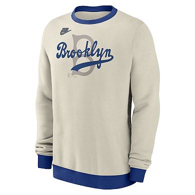 Men's Nike Cream Brooklyn Dodgers Cooperstown Collection Fleece Pullover Sweatshirt