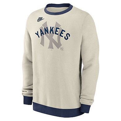 Men's Nike Cream New York Yankees Cooperstown Collection Fleece Pullover Sweatshirt