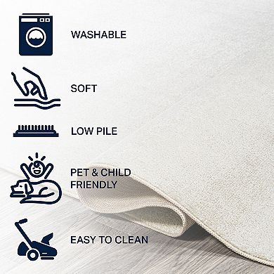 Twyla Classic Solid Low-pile Machine-washable Area Rug