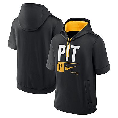 Men's Nike Black Pittsburgh Pirates Tri Code Lockup Short Sleeve Pullover Hoodie