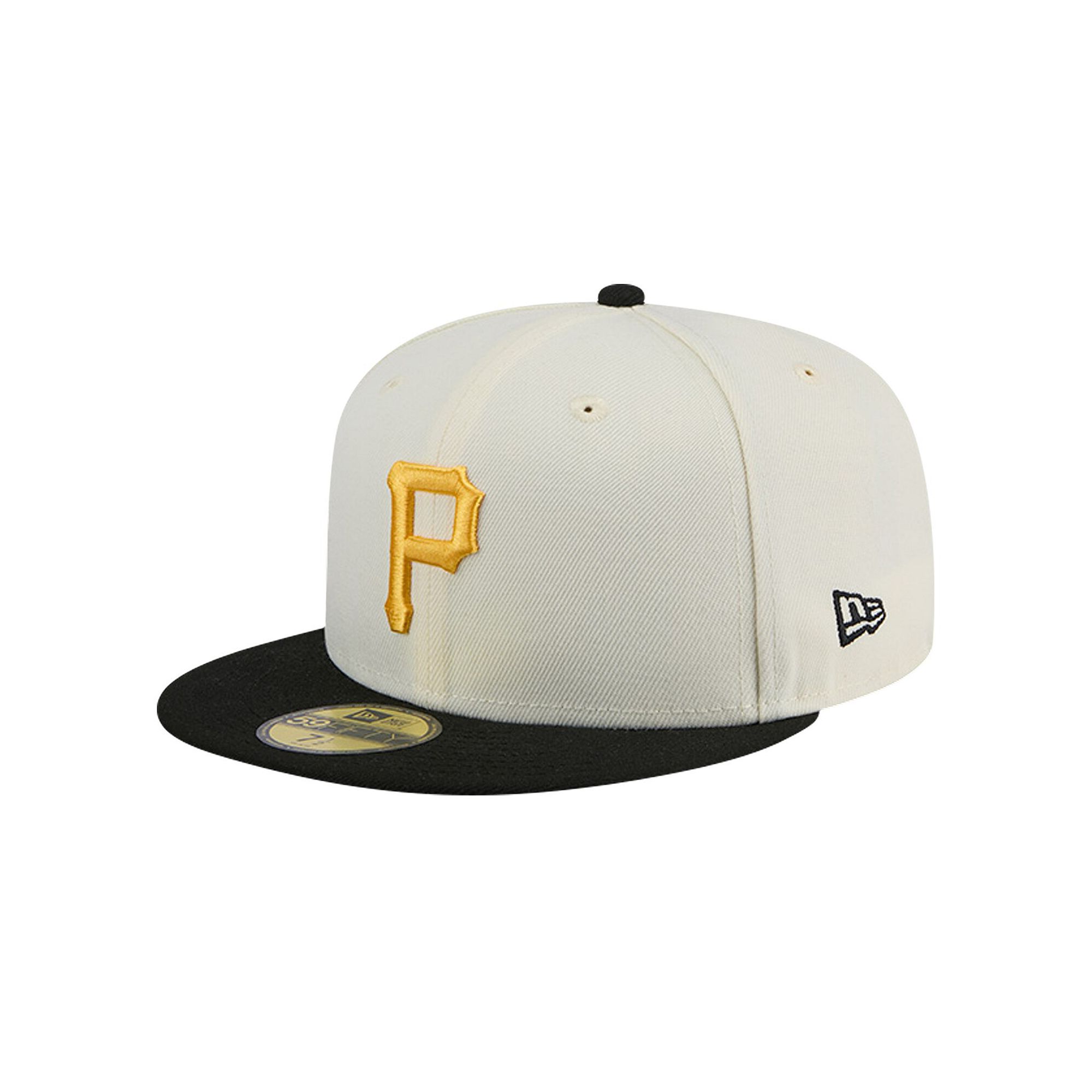 Mens New Era Cream Pittsburgh Pirates Evergreen Chrome 59FIFTY Fitted Hat,
