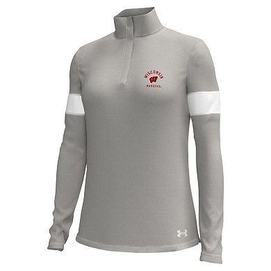 Women's Under Armour Gray Wisconsin Badgers Gameday Challenger Quarter-Zip Top
