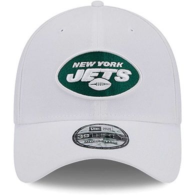 Men's New Era White New York Jets Main 39THIRTY Flex Hat