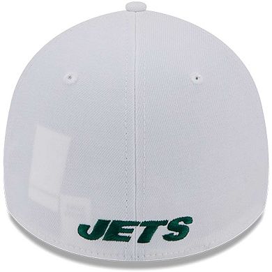 Men's New Era White New York Jets Main 39THIRTY Flex Hat
