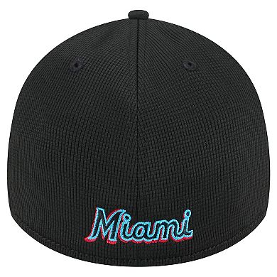 Men's New Era Black Miami Marlins Active Pivot 39THIRTY Flex Hat