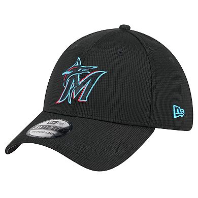 Men's New Era Black Miami Marlins Active Pivot 39THIRTY Flex Hat