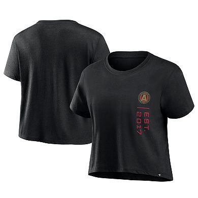 Women's Fanatics Branded Black Atlanta United FC Chip Pass Fashion Cropped T-Shirt