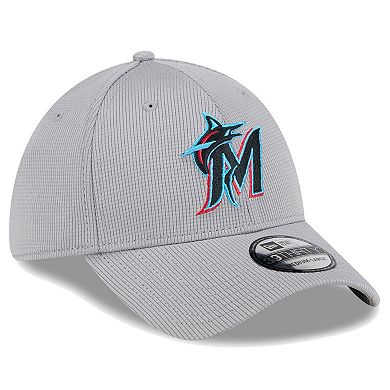 Men's New Era Gray Miami Marlins Active Pivot 39THIRTY Flex Hat